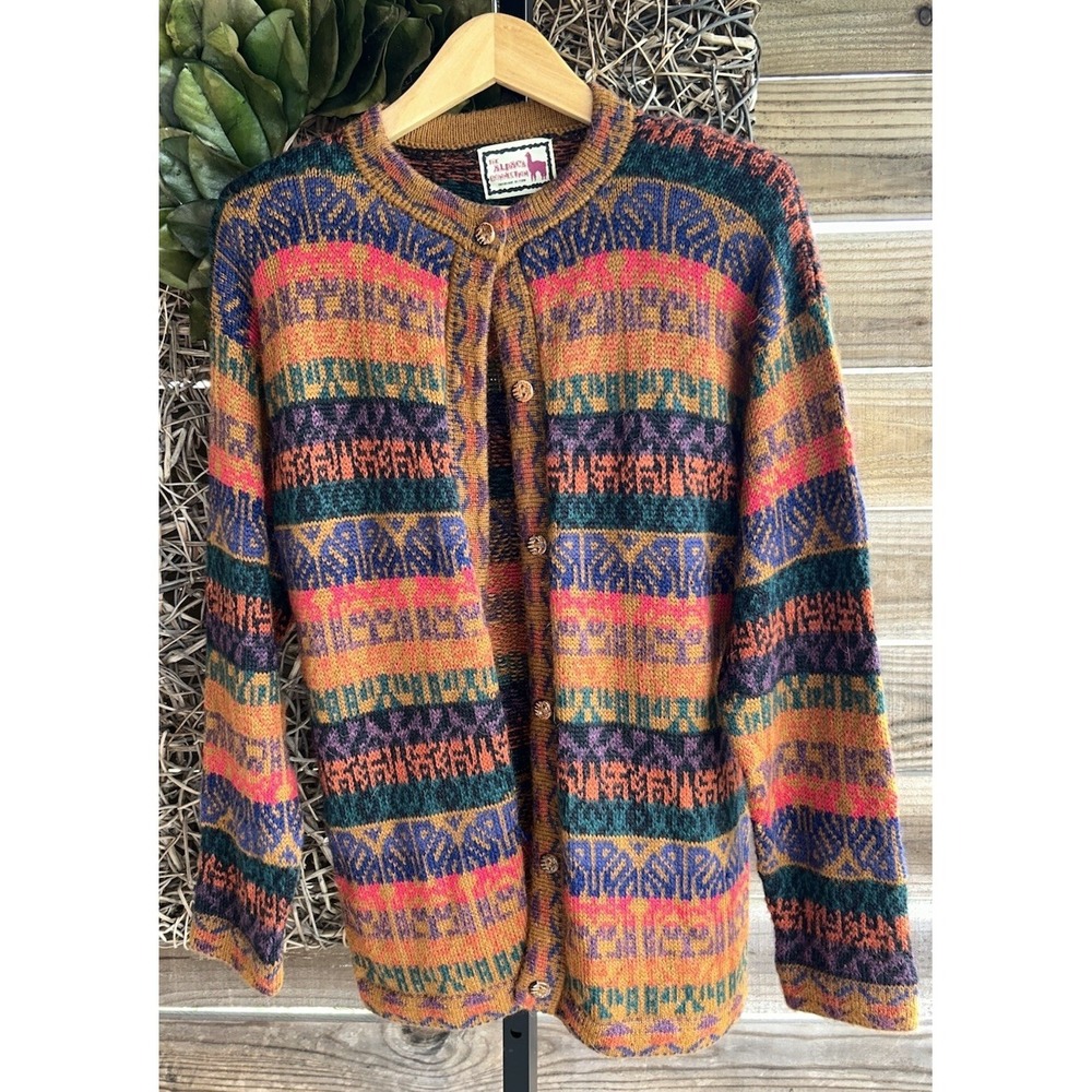 vintage Alpaca Connection cardigan made in Peru Medium